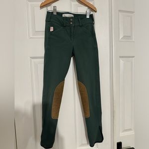 Tailored Sportsman Black Forest/tan breeches size 8